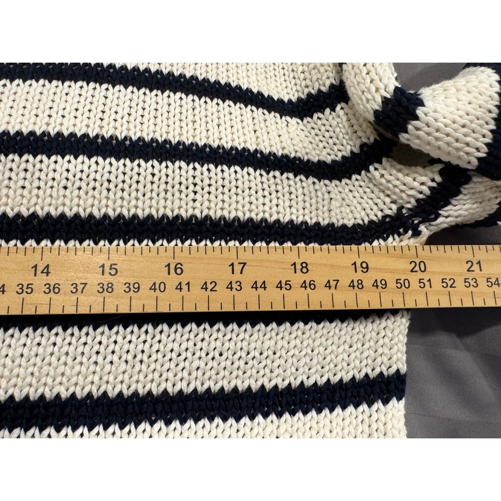 Banana Republic Cotton Roll-Neck Sweater Cream Navy Blue Stripe Womens S $140 - Picture 8 of 11
